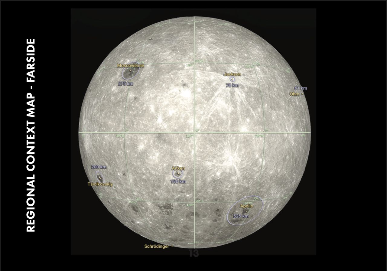 Artemis 2 Lunar Science Passport regional context map, farside.