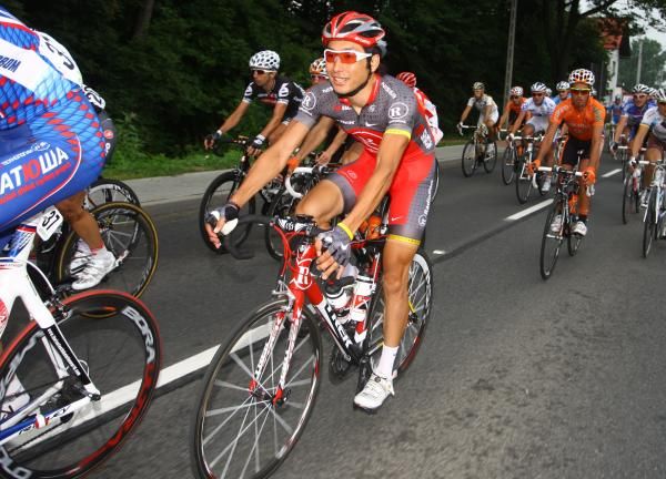Japan's Fumiyuki Beppu (Team Radioshack) rides in the peloton.