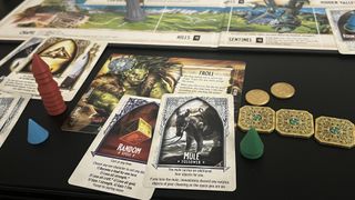 Talisman 5th Edition game components character card with trackers around it