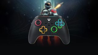 PowerA Advantage controller for Xbox Series X and PC on a blurred out Starfield background