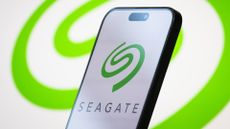 Logo and branding of storage provider Seagate pictured on a smartphone screen.