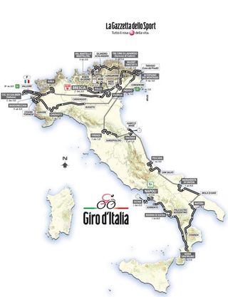 The map of the 2013 Giro d'Italia
