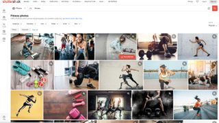 Shutterstock search page, showing photos for term 'fitness'