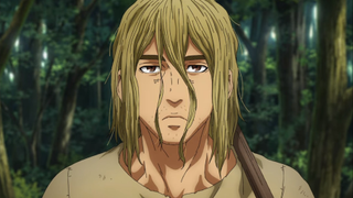 Thorfinn with hair covering his face