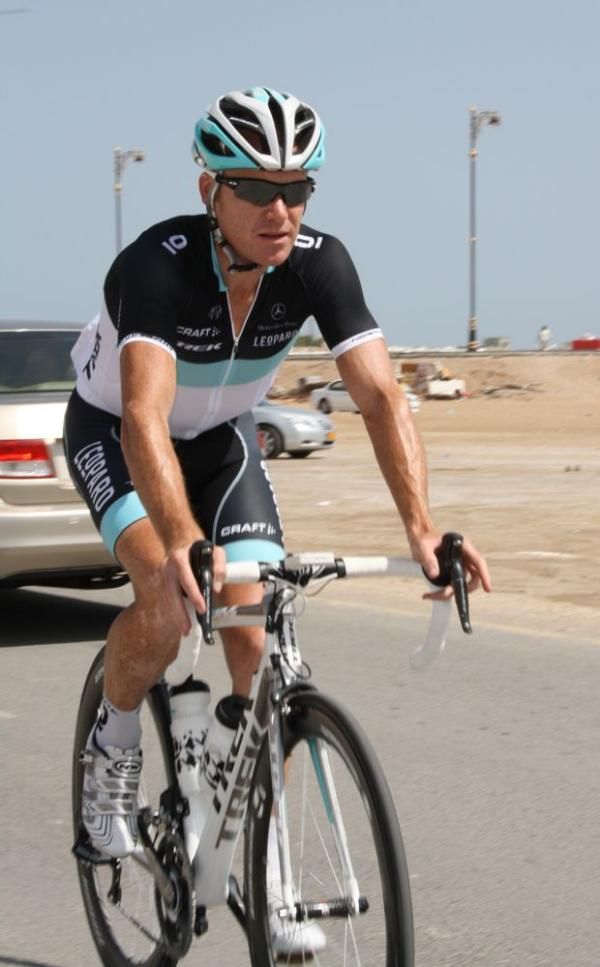 Stuart O'Grady heads to the start