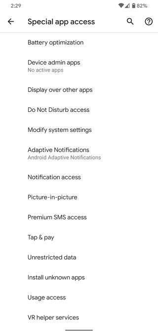 Android 10 special apps access