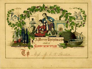 An early American Christmas card, printed around the year 1850.
