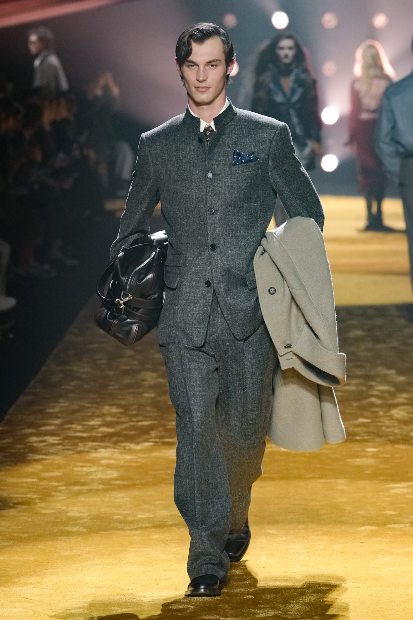 Model walks the Hugo Boss autumn/winter 2026 runway.