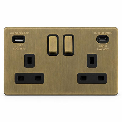 brushed brass usb electrical socket