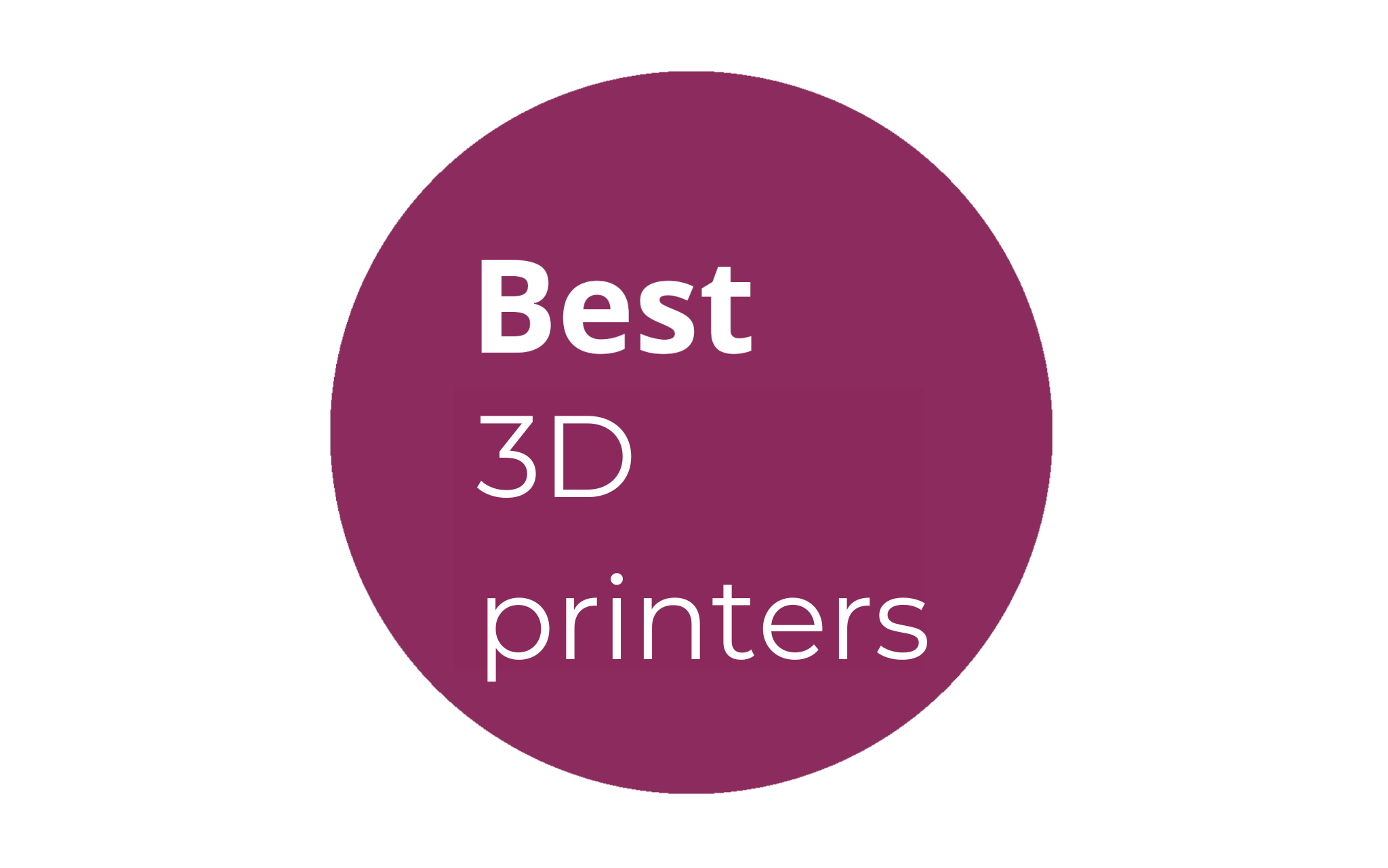Purple circle with the words 'best 3D printers'