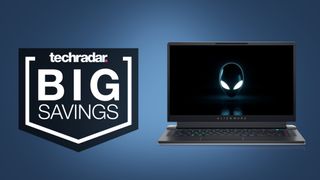 deals image: Alienware x15 gaming laptop on blue background