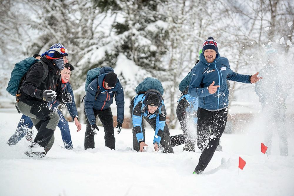 Groupama-FDJ riders can't pass up the opportunity for a snowball fight