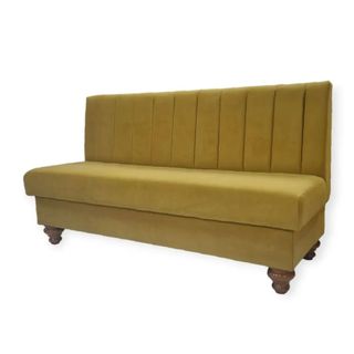 A mustard yellow modular dining bench