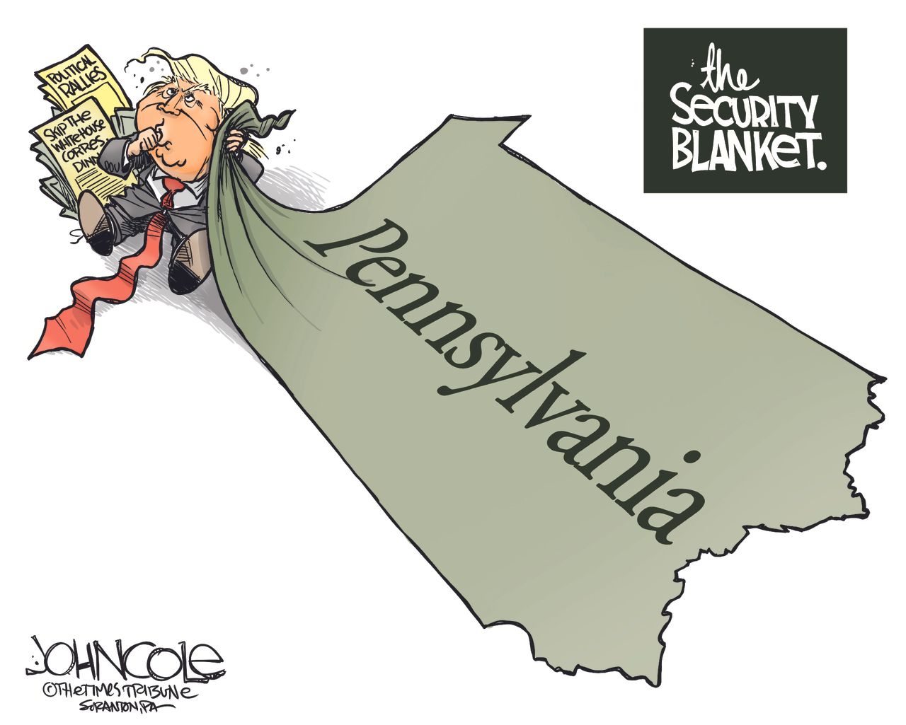 Political cartoon U.S. Trump rallies Pennsylvania White House Correspondents Dinner