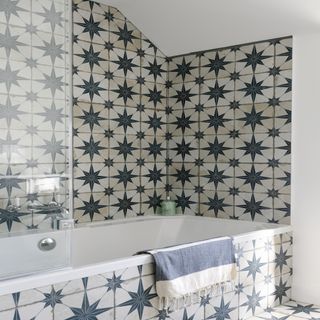 Bathroom with a star tiled walls