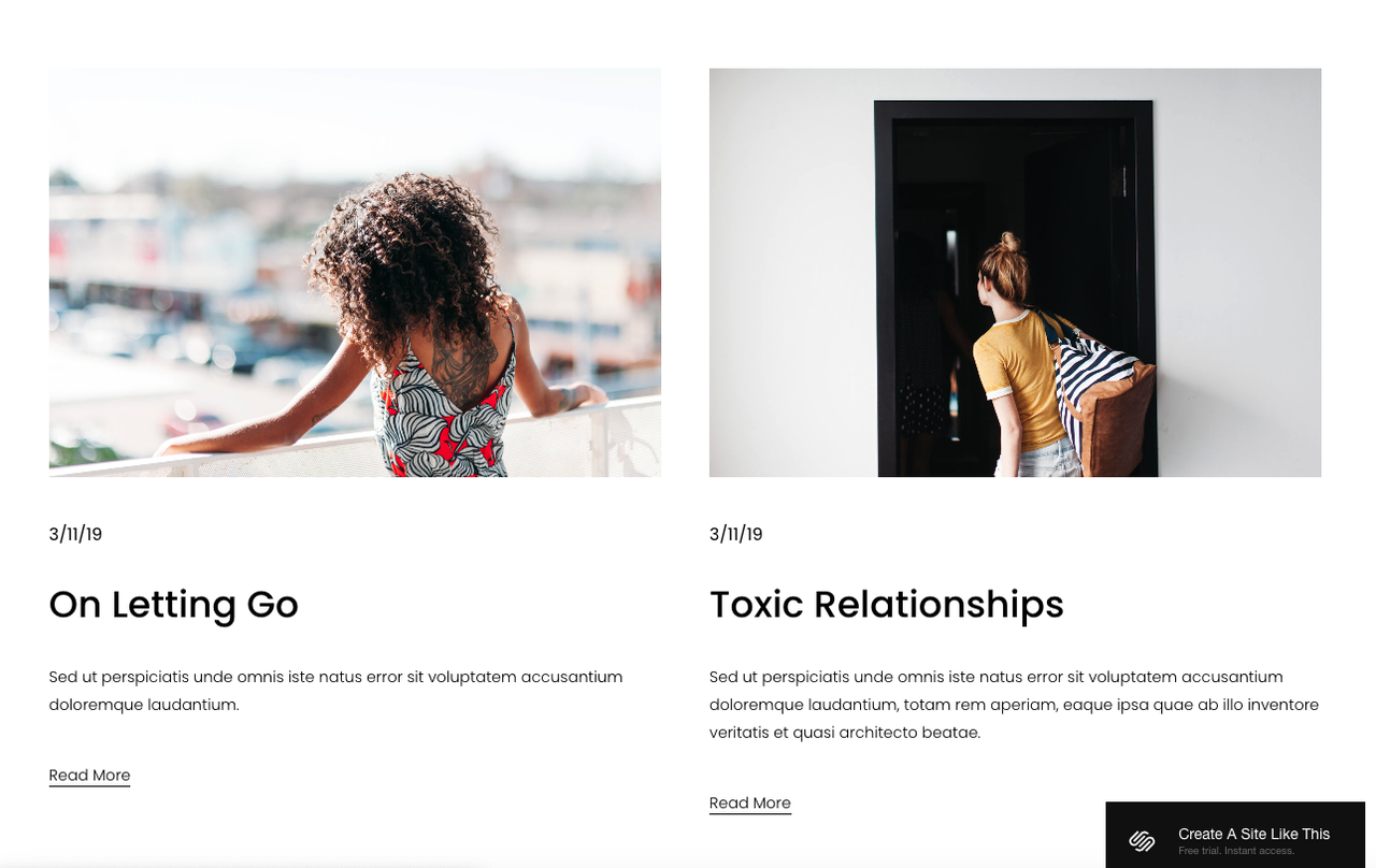 screenshot of Squarespace template