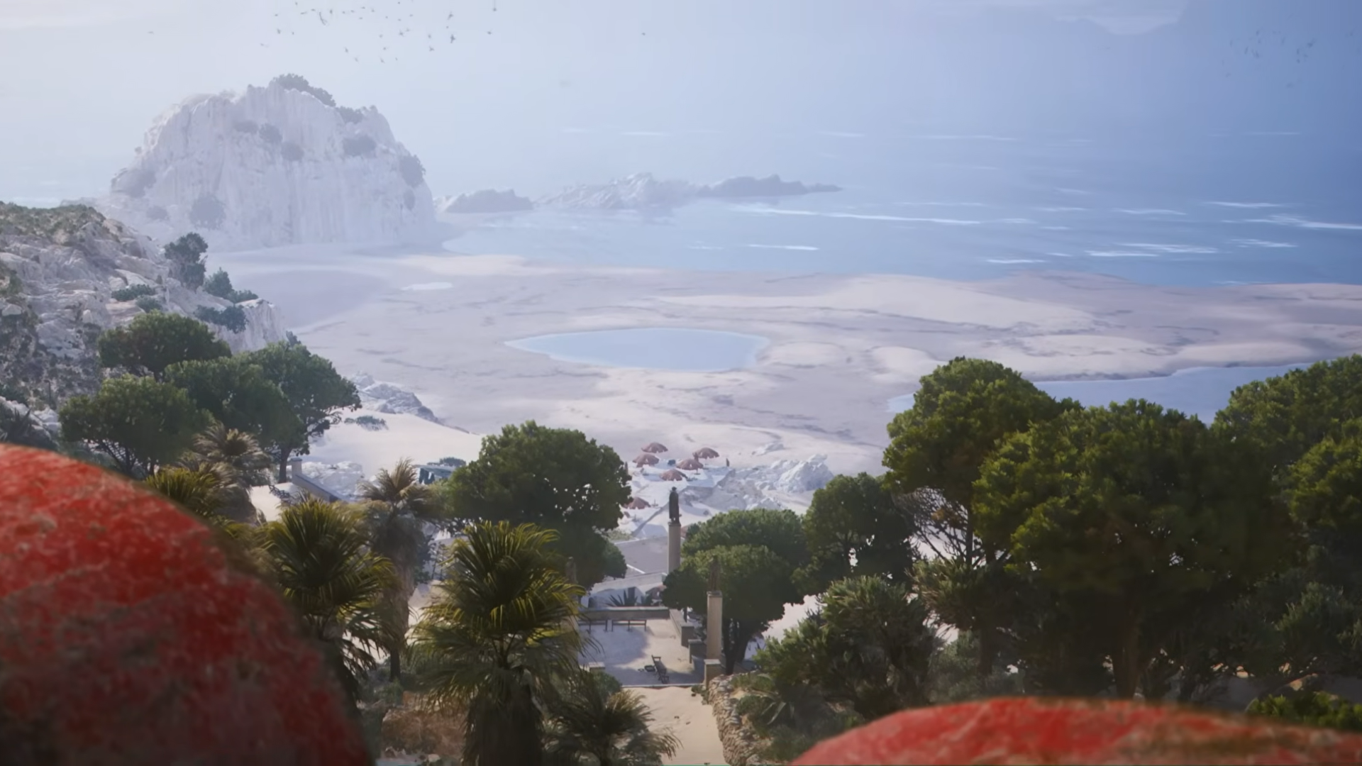 Overlooking sandy beaches.