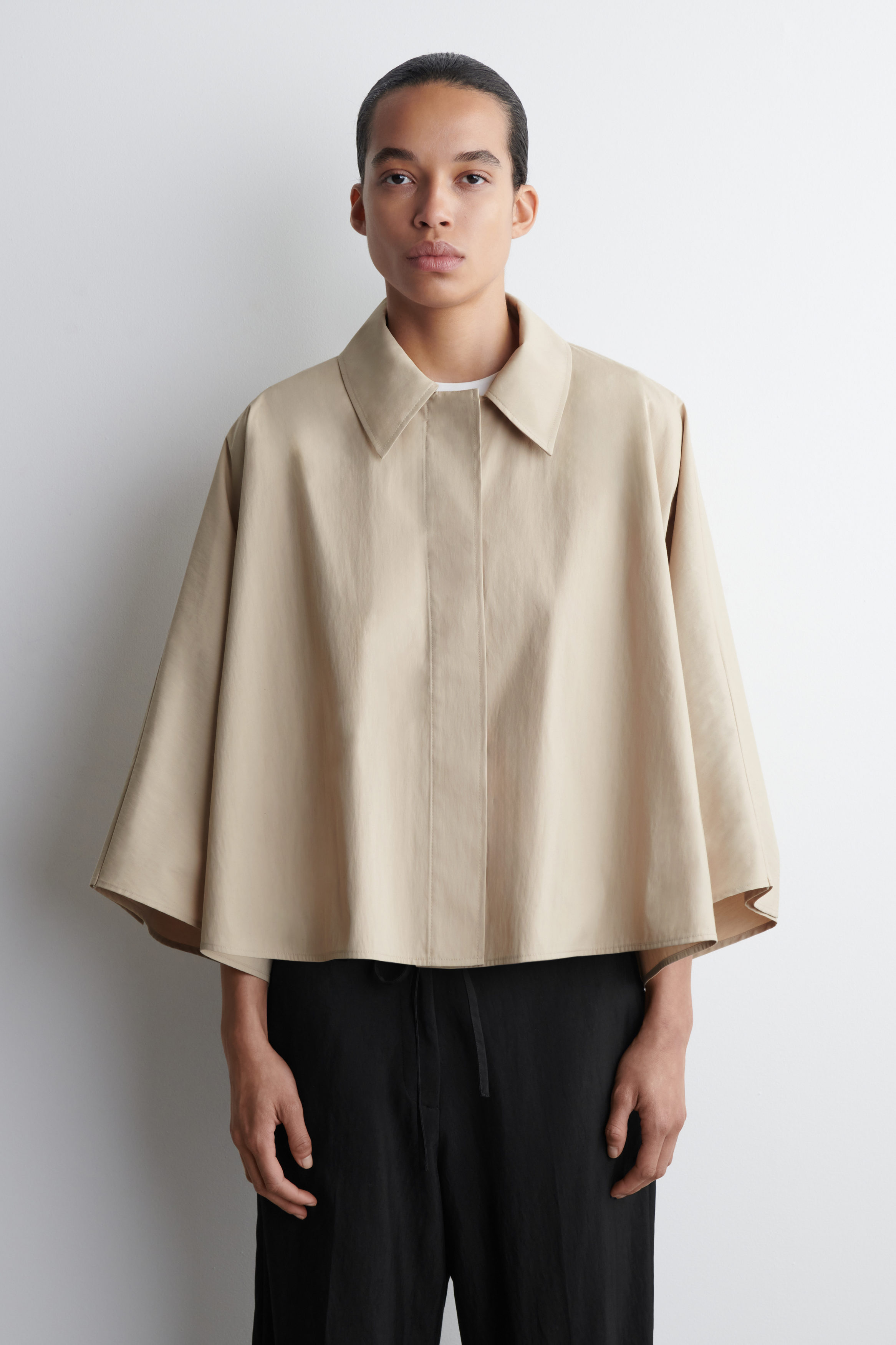 Cropped Trench Coat Cape