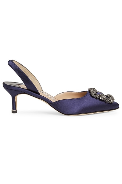 Manolo Blahnik, Hangisli 50mm Jewel Buckle Satin Pumps