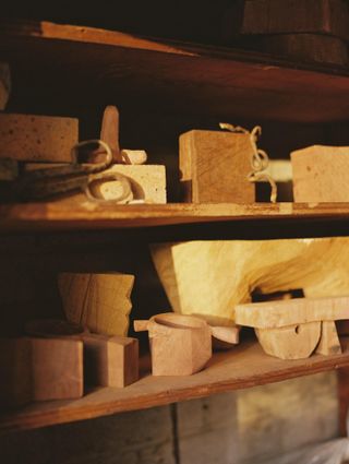 Shelves in Vince Skelly's studio