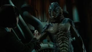 The Amphibian Man is fed eggs in a facility in The Shape of Water