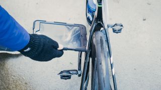 Van Vleuten's world champions bike being scanned by the UCI