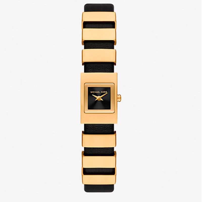 gold and black watch