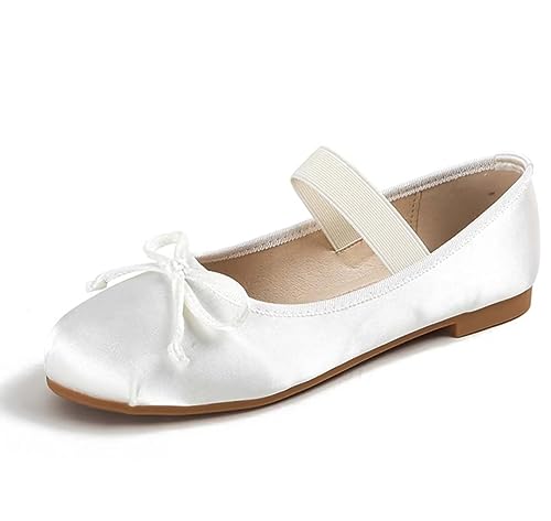 Joeupin Women's Pink Ballet Flats With Bow - Comfortable & Lightweight Shoes | Ballet Flats With Strap | Non-Slip Sole & Cushioned Arch Support Slip-On Shoes for Wedding/work