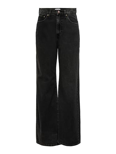 Only Women's Hope Wide Leg Jeans, Black Denim, 31 X 32