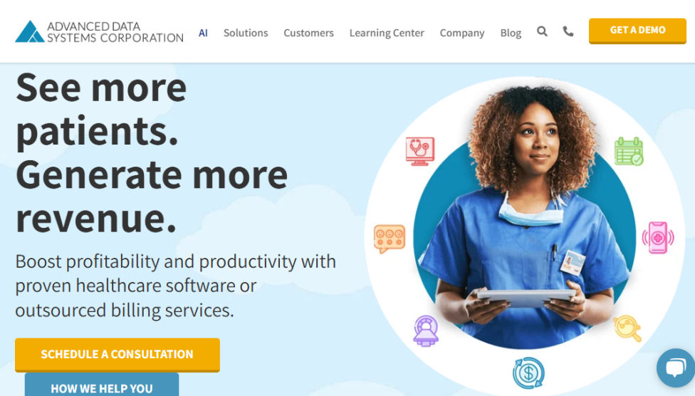 ADSC EHR website screenshot (May 2025)