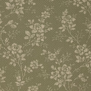 green wallpaper with floral motif