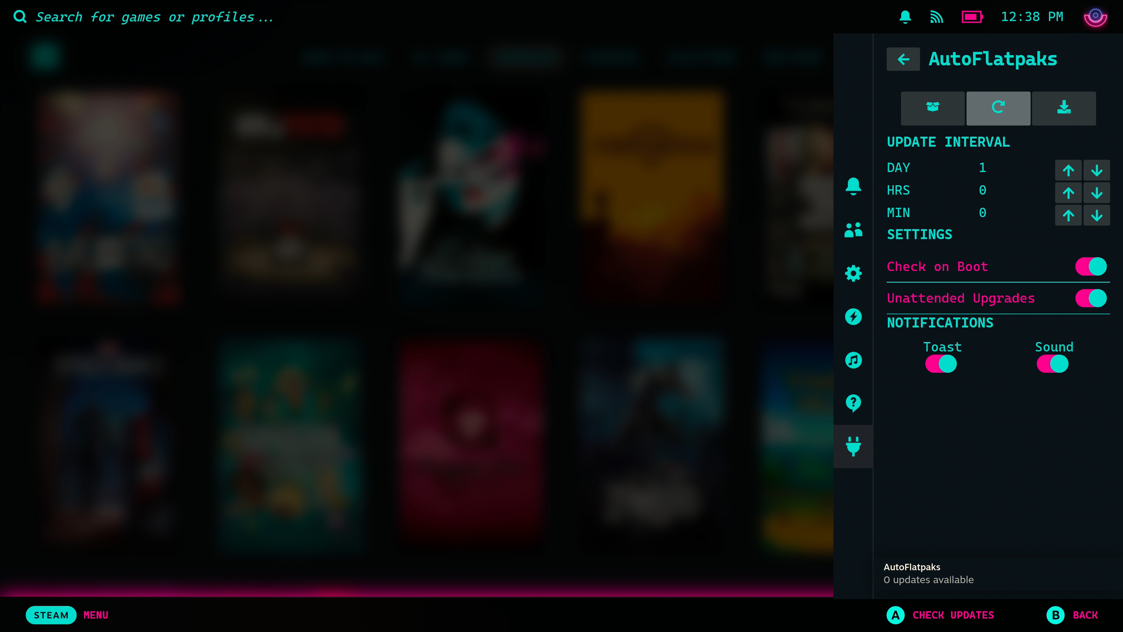 AutoFlatpaks can update your desktop installed apps from the Steam Deck's handheld UI.