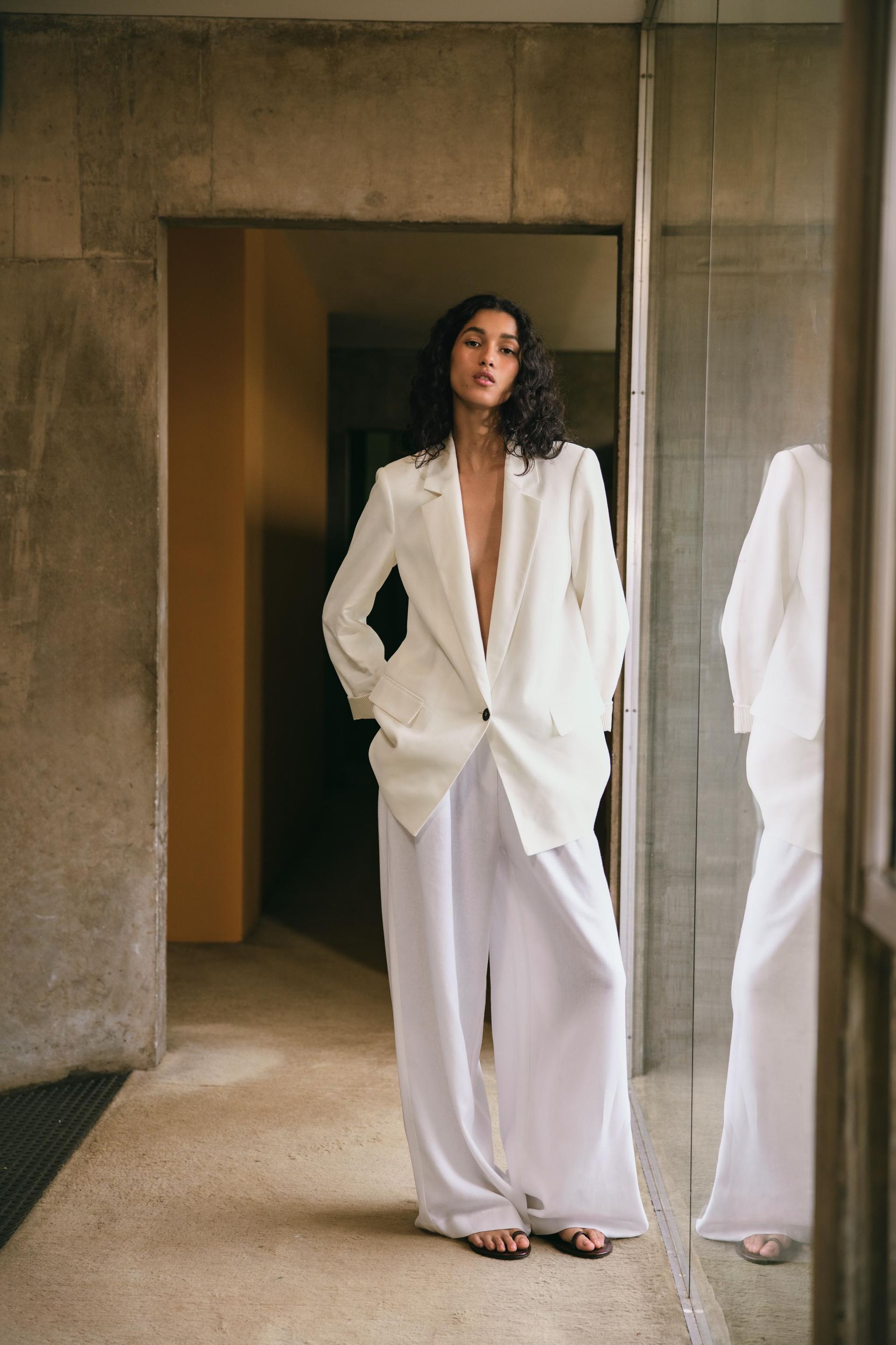 Linen Blazer With Printed Cuffs