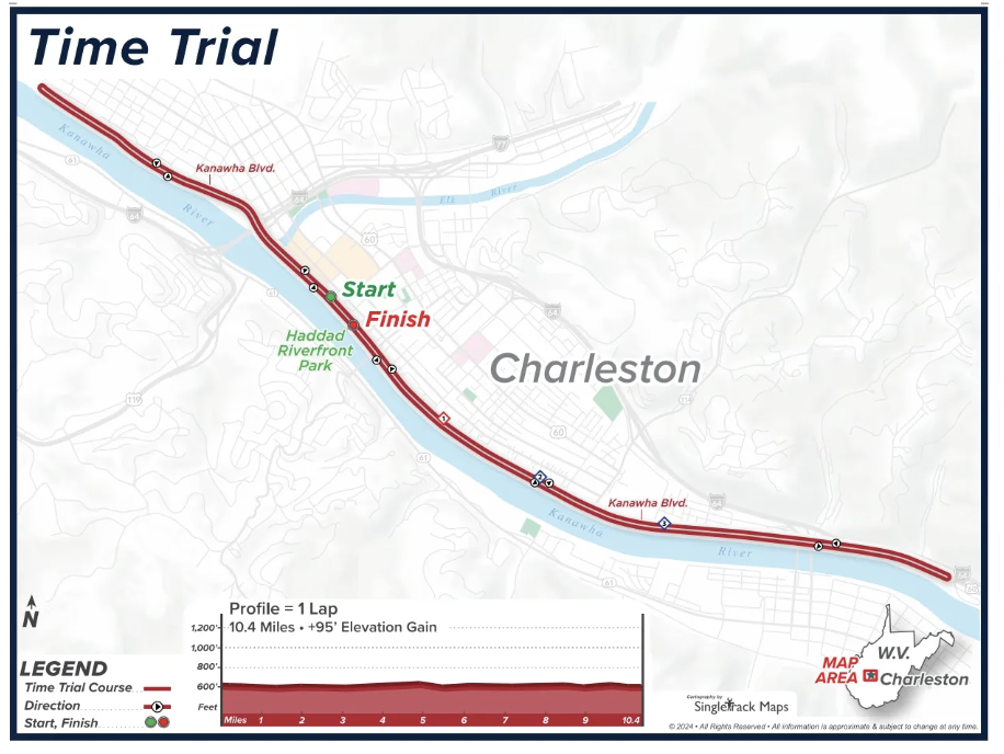 Time trial course for all categories at 2024 USA Cycling Pro Road National Championships