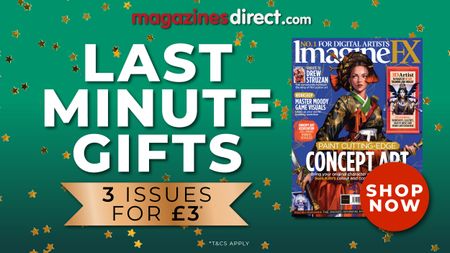 Promo image for a christmas offer to get ImagineFX at a cheaper rate.