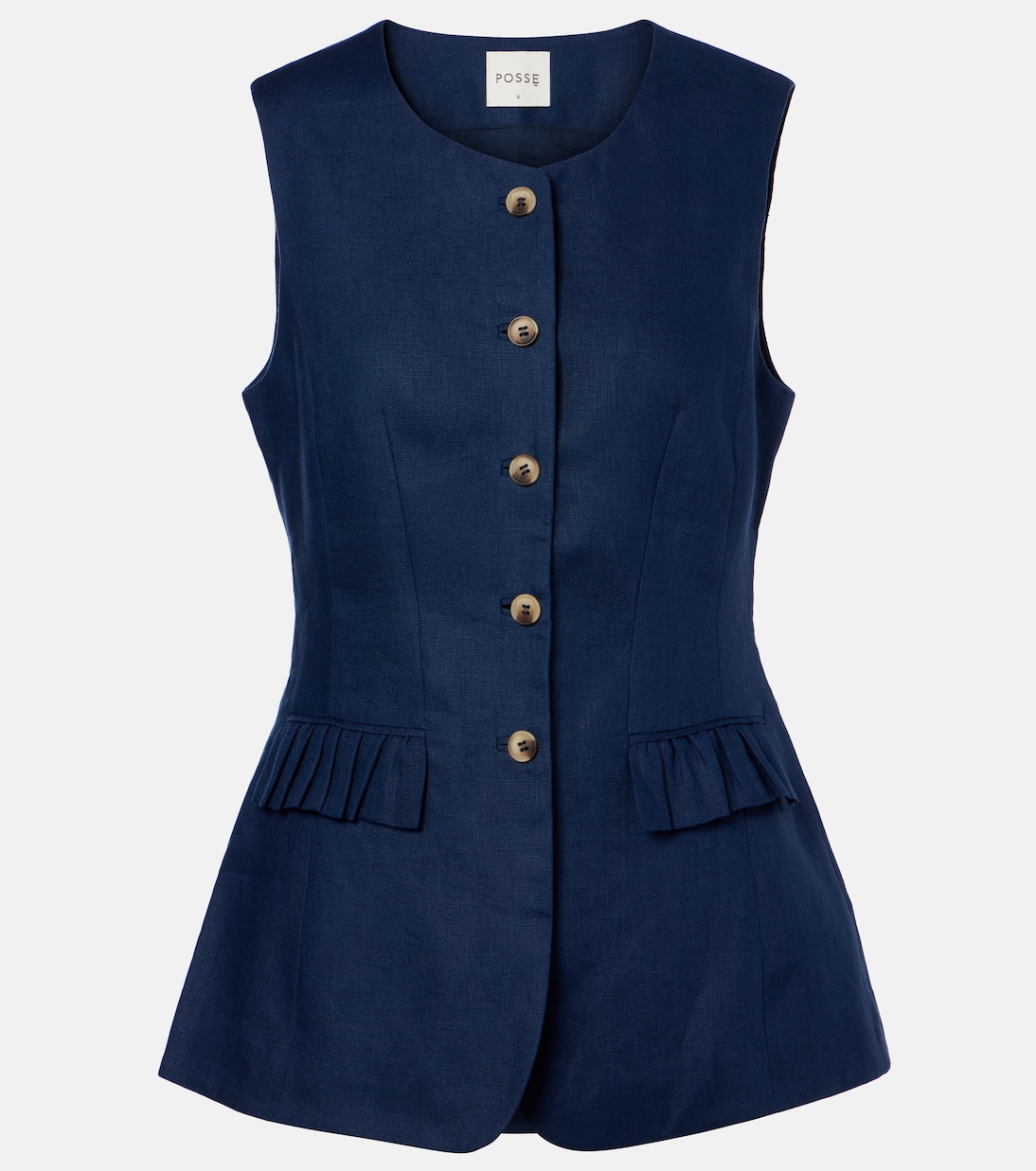 Matilda Linen Vest in Blue - Posse