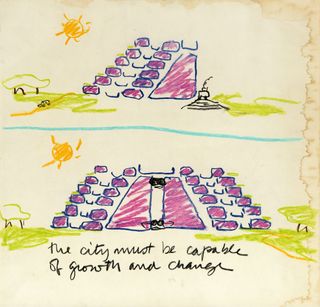 Sketch with the words "the city must be capable of growth and change"