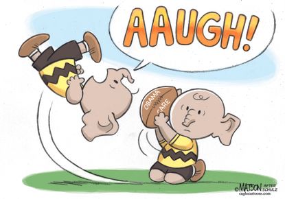 Political cartoon U.S. Charlie Brown football GOP health care