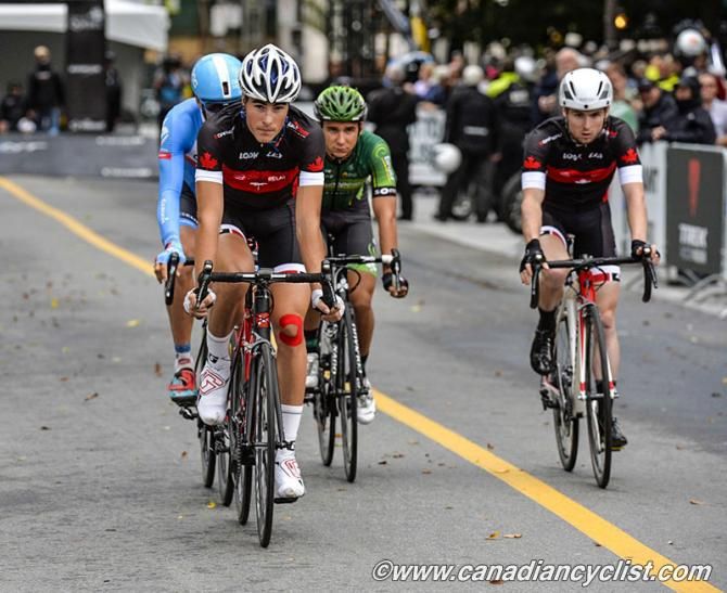 Eliot Doyle (Canada) leads out the start of the final