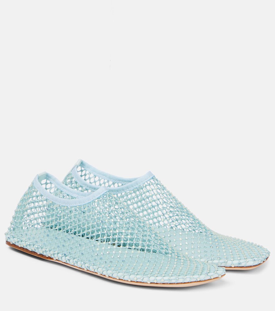 Minette Crystal-Embellished Mesh Pumps
