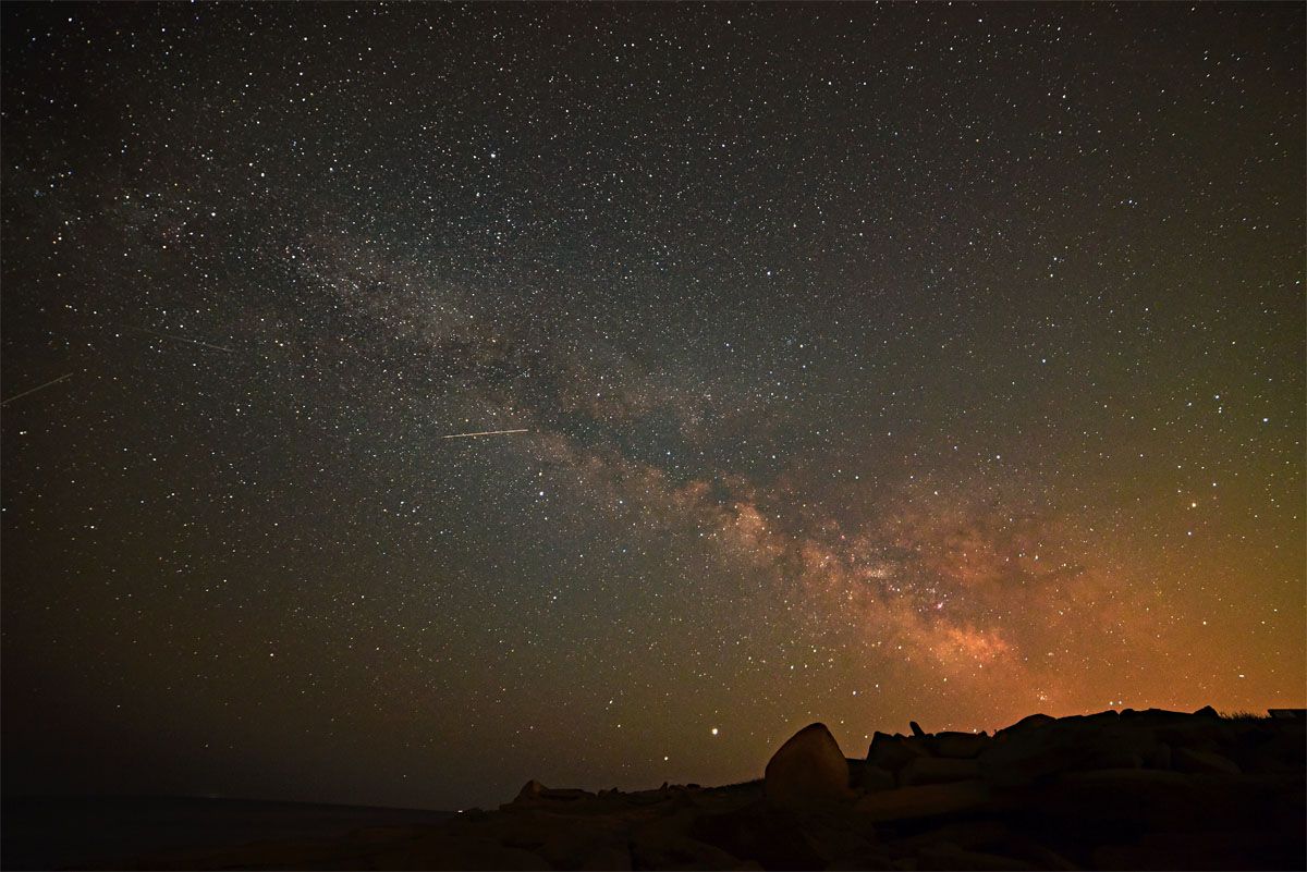 Photographer Andrew March captured these images of Lyrid meteors over Rockport, Massachusetts, on April 19, 2020.