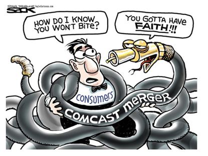 Editorial Cartoon Comcast Time Warner