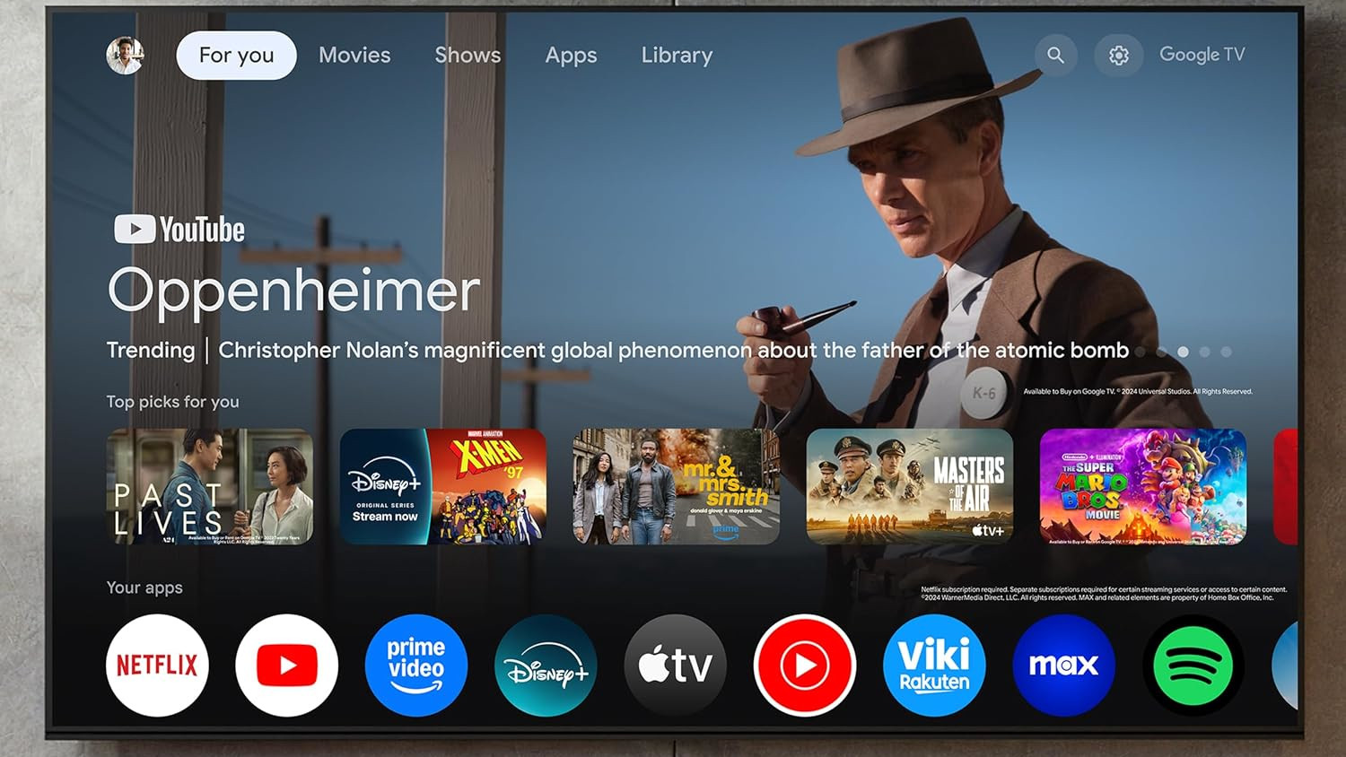 The Hisense QD5 with the Google TV home screen.