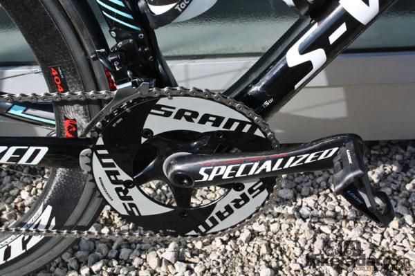 The use of Specialized's FACT Carbon cranks make for a distinctly light and stiff drivetrain but it also complicates the switch to SRAM's newer Red group.