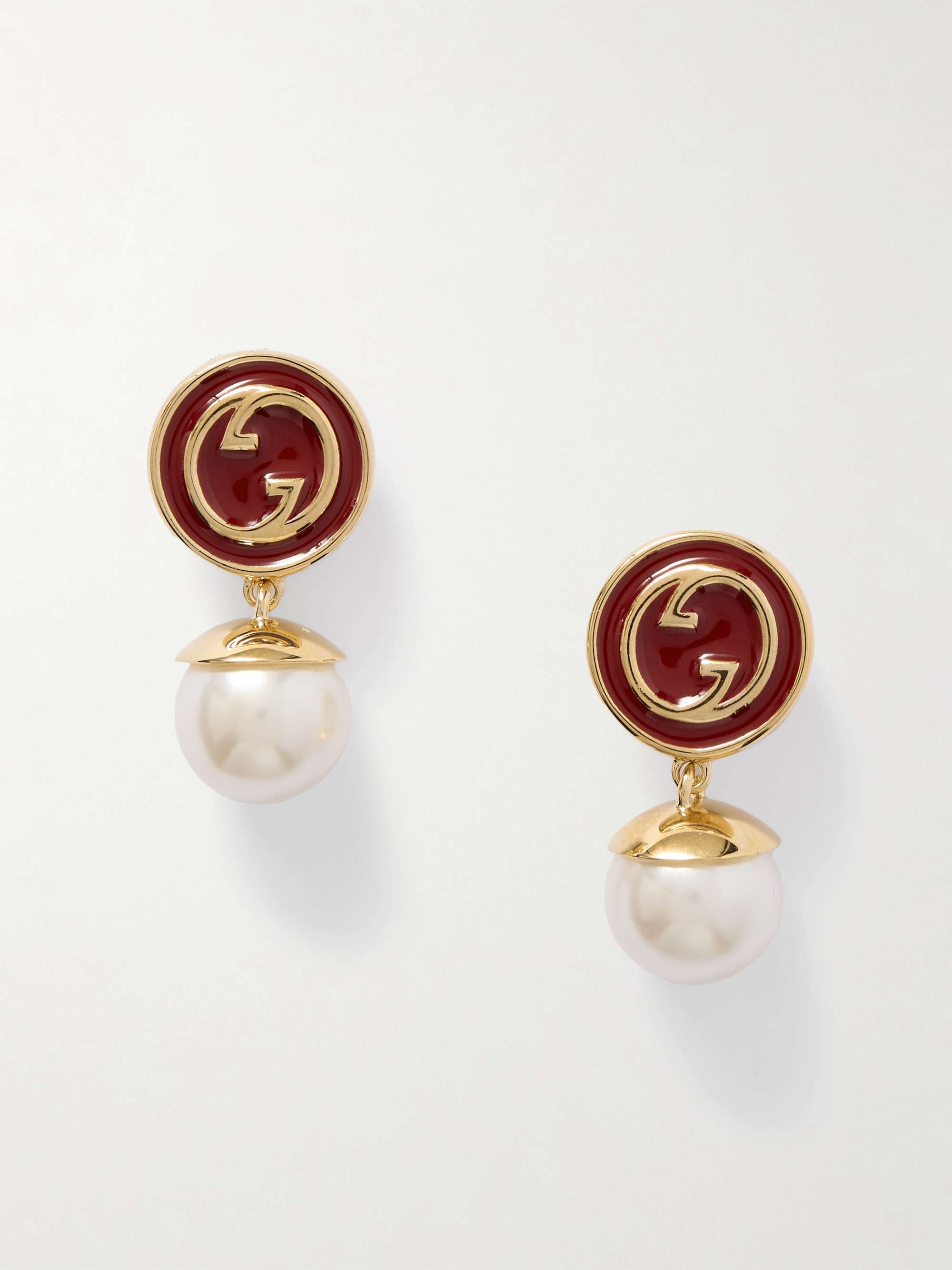 Blondie Gold-Tone, Faux Pearl and Enamel Earrings