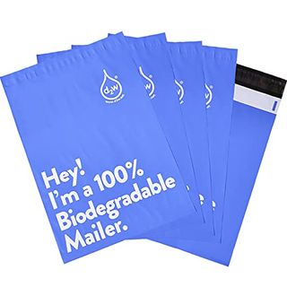 9.8x13 Inches 100% Biodegradable D2w Poly Mailers, 50pcs Blue Compostable Envelopes Shipping Bags, Eco Friendly Waterproof Stretchable Self Sealing Mailing Bags