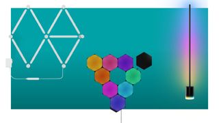 Nanoleaf and Govee smart lighting on a blue background