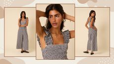 a montage of model shots wearing nobodys child jumpsuit 