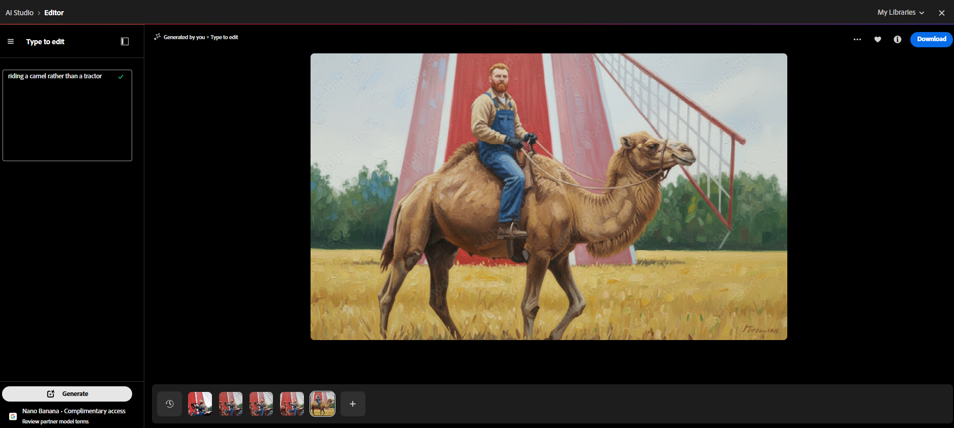 Using Adobe Stock's different features during our testing