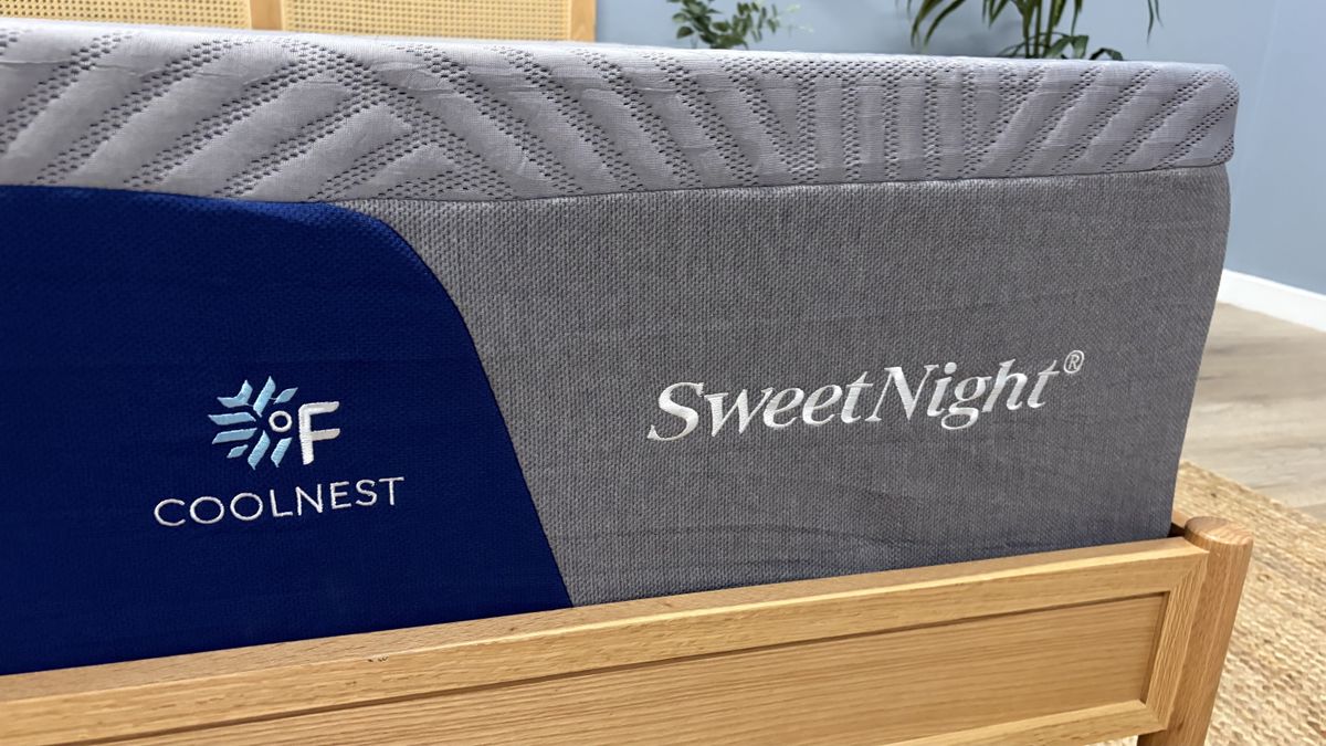 A close-up of the SweetNight logo on the CoolNest Mattress.
